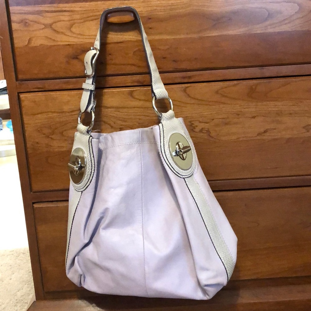 Purple leather coach purse